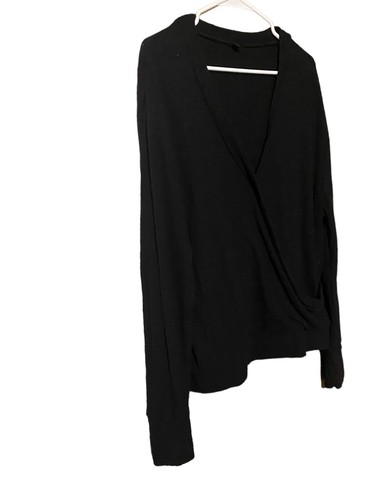Top donna J Crew finto avvolgente grande nero manica lunga 100% cotone stravagante - Foto 5 di 17