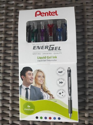 Pentel Energel Liquid Gel Ink BL77-6 6 Farben Tintenroller nachfüllbar