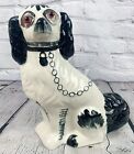 Staffordshire Style Reproduction 10" King Charles Spaniel Dog Figurine Glass Eye