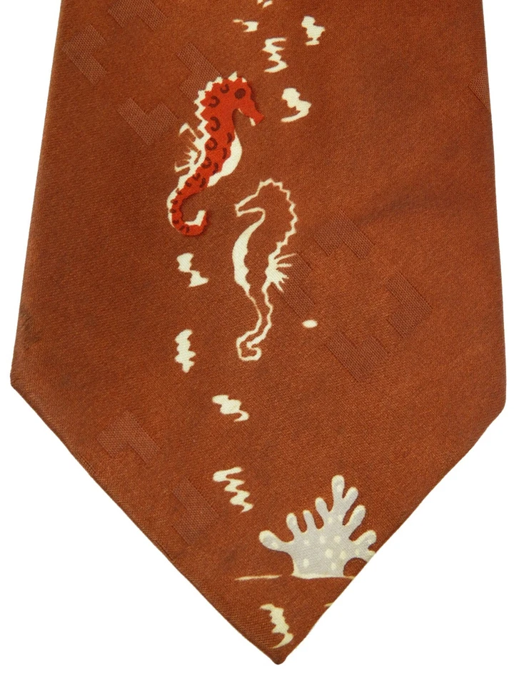 Men’s 1940’s SEAHORSE DESIGN Rayon Tie Red/White/Gray/Russet Swing Era Big Band - Image 2 of 4