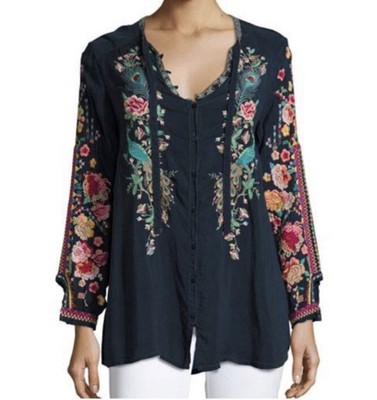 johnny was peacock sable blouse