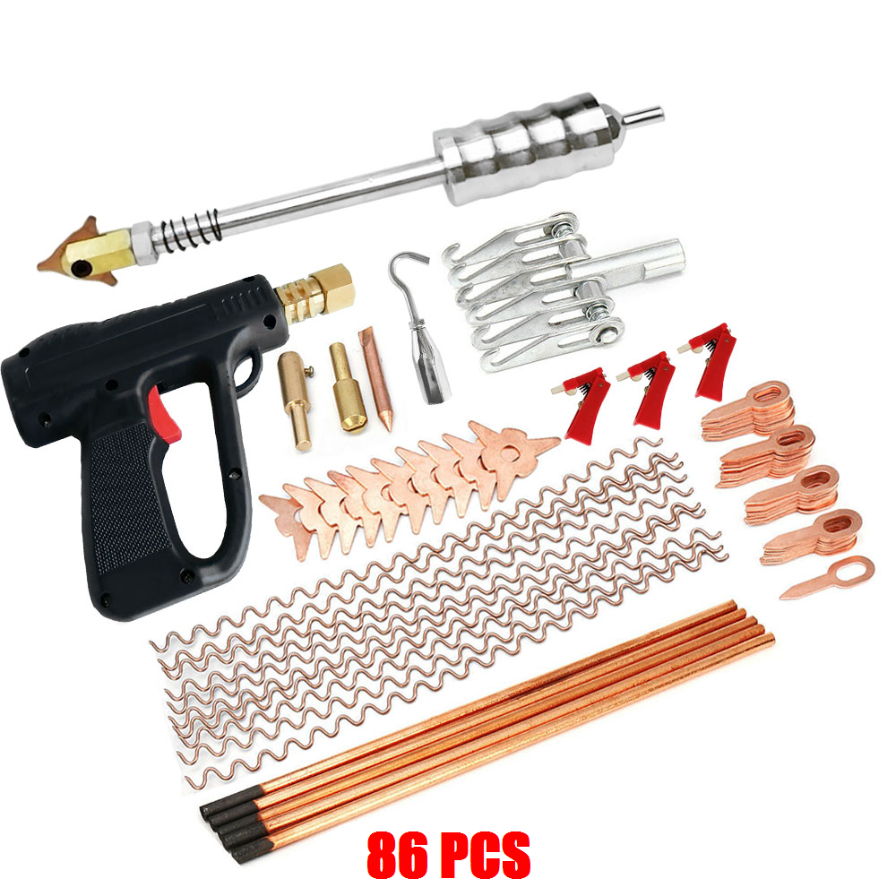 86pcs Stud Welder Dent Puller Kit Car Body Panel Dent Spot Welding Repair Tool