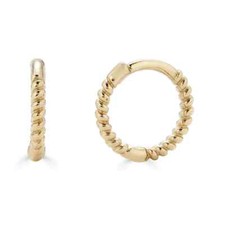 14K Gold Textured Huggie Hoop Earrings NEW