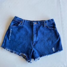 Vintage Wrangler Shorts Juniors 17 Cut Off Distressed Denim Frayed High 32x2.5