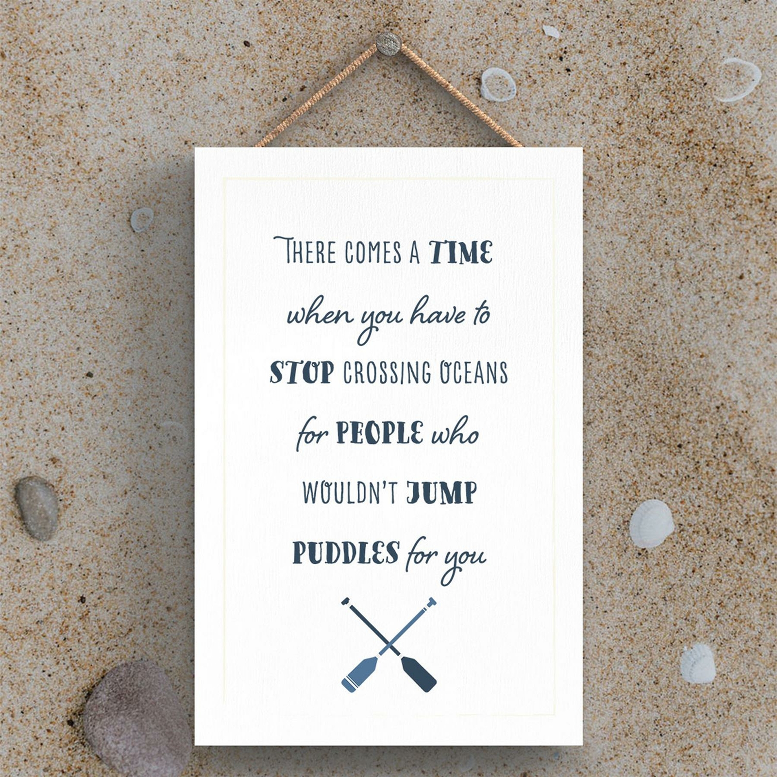 STOP CROSSING OCEANS SEASIDE BEACH THEMED NAUTICAL HANGING PLAQUE