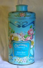1977 Avon 91st Anniversary SHAKER Tin California Perfume Co Roses Perfumed Talc