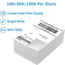 100-1000 4x6 Fanfold Direct Thermal Shipping Labels Perforated for Zebra & Rollo