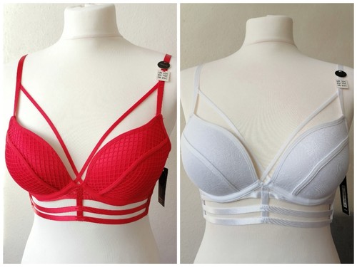2× New Look (32 C/70 C) Sexy Push Up Bra White Red Brand new with tags - Picture 2 of 15