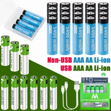 Rechargeable USB / Non-USB AA AAA Li-ion Lithium ion 1.5V Batteries Battery Lot
