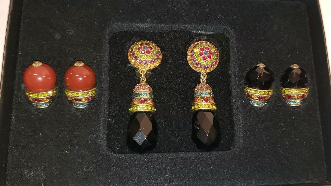 Heidi Daus Interchangeable DANGLING Earrings Clip… - image 1