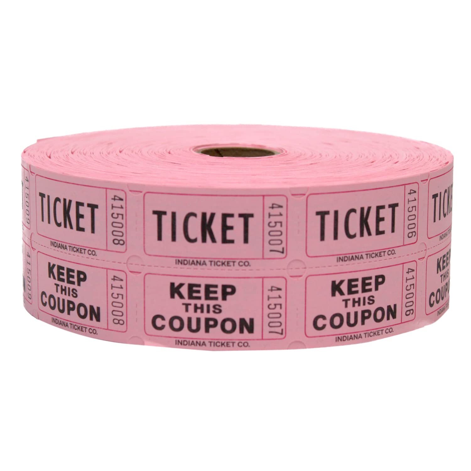 INDIANA TICKET CO. 2,000 Pink Raffle Tickets Double Roll, Premium Quality 50/...