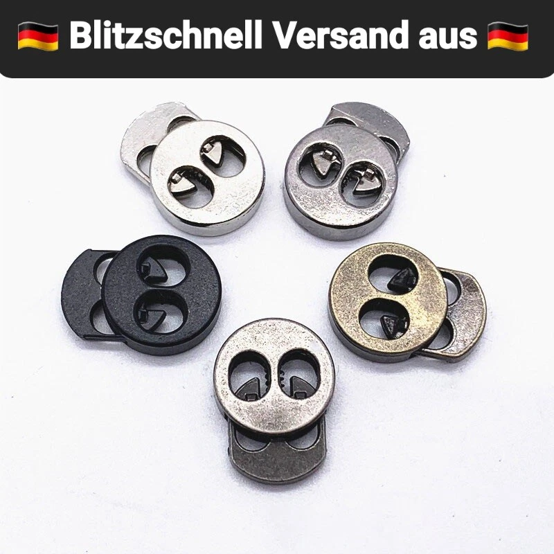 K&M Fermacorda 2 Fori Metallo Cordoncino 5mm Fermacorda Lacci Alta Qualità