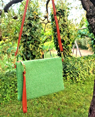 Tasche Clutch Meer echte Bast x Damen Mädchen Farbe grün