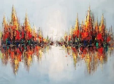 Abstract #3F-eb02,  36x48, 100% Hand Painted Oil Painting on Canvas