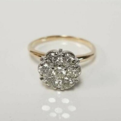 2ct Lab Created VVS1D Diamond Engagement Cluster Ring Yellow Gold Plated