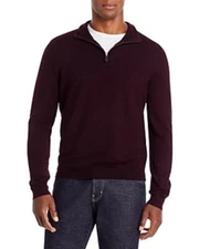 The Men's Store Quarter Zip Merino Wool Sweater Raisin Size L 1826