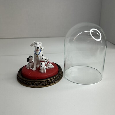 Vintage Disney 101 Dalmatians Perdita & Pups CLEAR Glass Dome