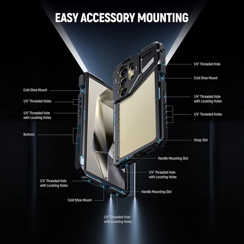 NEEWER Samsung Galaxy S24 Ultra Phone Cage with 67mm Filter Adapter Black - Zdjęcie 3 z 6