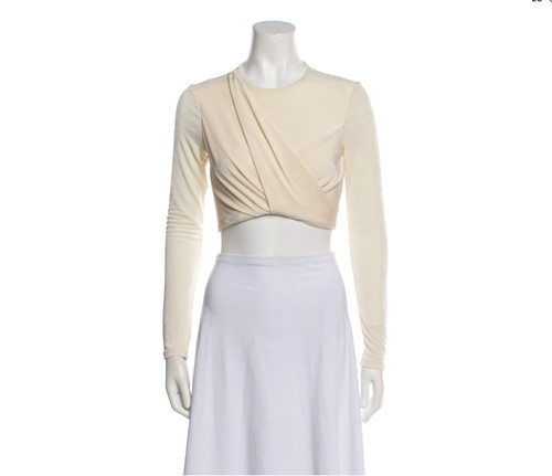Significant Other Ivory Cream Twist Crop Top Draped Long Sleeve Crop New XS