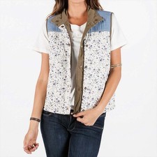 Nwt Womens Element Camden Reversible Vest $75 M Multi Floral Print Solid
