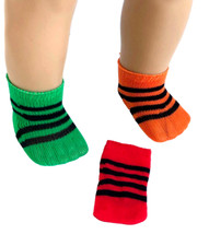 3pr SOCKS Anklets Lot Orange Green Red w/Black for 18" American Girl Doll Outfit