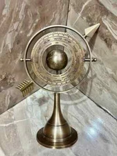 Engraved Brass Tabletop Armillary Nautical Sphere World Globe With Base Table