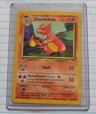 Original Rare Charmeleon 1995 Pokemon Card First Base Set, Mint Condition  24/102