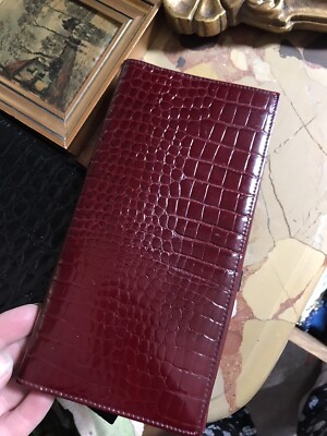 Tolle Geldbörse Kürbis Kroko Rot Leder Vintage