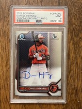 PSA 9 Darell Hernaiz 2022 Bowman 1st Chrome Draft Auto Base Mint