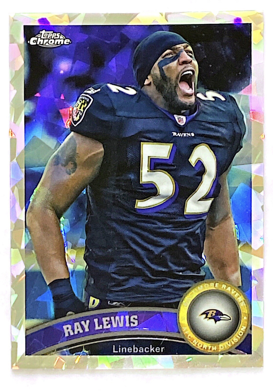 2011 Ray Lewis Topps Chrome Atomic Refractor SP 55/139 Baltimore Ravens