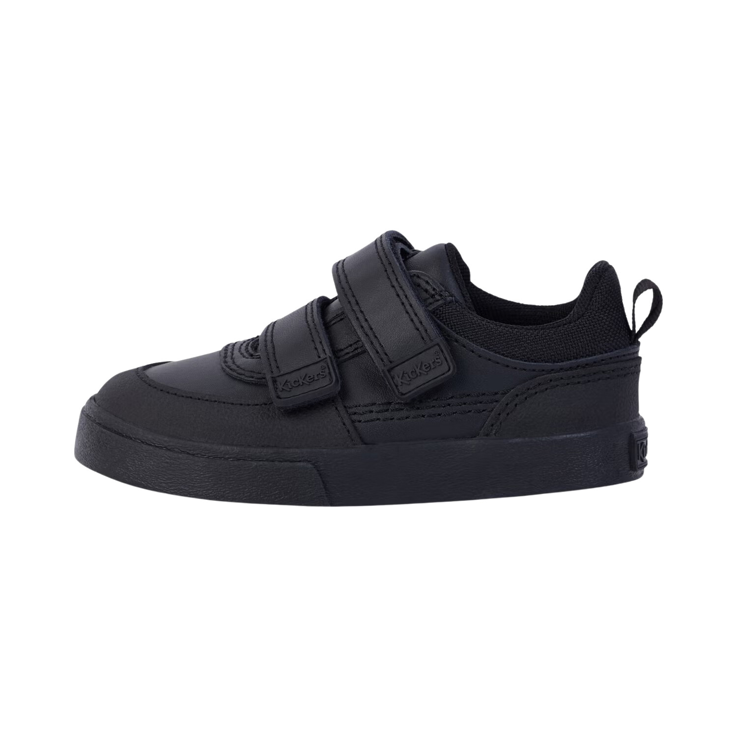 Kickers Boys Kids Tovni Scuff Lo Black Leather Adjustable School Shoes