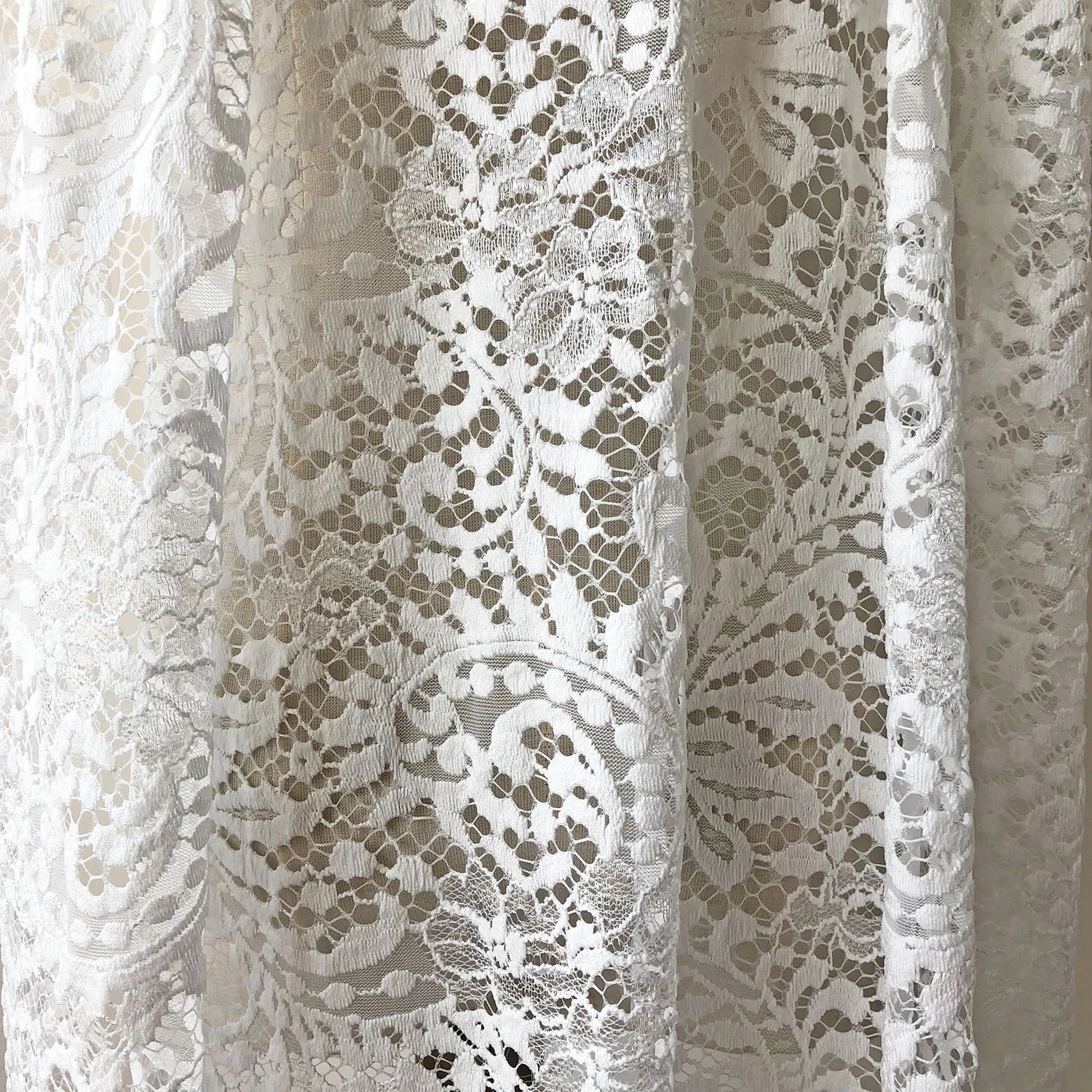 OFF WHITE Abito da sposa ricamo bianco ciglia fiori fai da te tessuto pizzo 65 cm * 280 cm pz