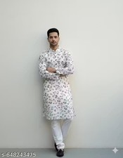 Men s Cotton blend Kurta pajama set for Festival, Wedding Home Function Ethnic