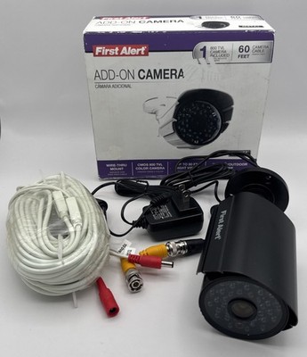 First Alert Add-on Camera 60 ft Camera Cable 800 TVL Black Metal New Open Box