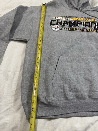 NFL Team apparel Pittsburgh Steelers Super Bowl champions, 2009 Gray Hoodie Sz L - Picture 12 of 13