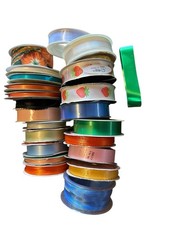 Vintage Satin Craft Ribbon Lot Various Colors, Contempo, Spool O Ribbon, Etc.