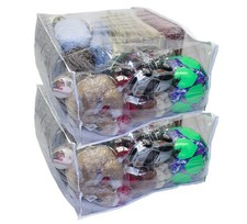 2-Pack Jumbo Heavy Duty Vinyl Zippered Storage Bags Clear for Sweaters, Bla...