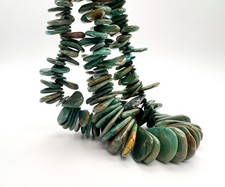Natural Turquoise Flat Tab Beads Graduated Green Gemstone for Jewelry PGS370-14