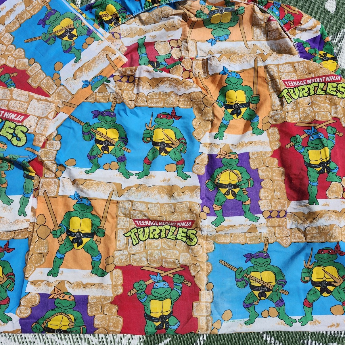 Vintage TMNT Twin Bed Sheet SET Teenage Mutant Ninja Turtles 1988