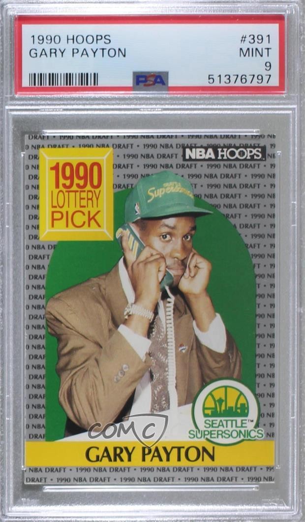 1990-91 NBA Hoops 1990 Lottery Pick Gary Payton #391 PSA 9 MINT HOF 02kp