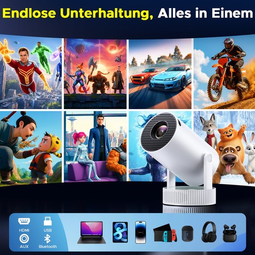NEU Mini Tragbar Akku Beamer Projektor 4K UHD WiFi Bluetooth Android TV Heimkino - Bild 6 von 9