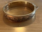 VINTAGE ANTIQUE ETCHED ENAMEL ROSE HAYWARD GOLD FILLED BANGLE BRACELET HINGE — photo 2