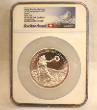 2018 Swiss Shooting Festival 100 Francs 5 Ounce Silver Coin PF70 ULTRA CAMEO