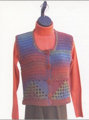 K1C2 Knit One Crochet Too Crochet Pattern 1319 - God's Eye Vest - Women 34''-46''