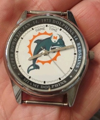 Miami Dolphins Mens Watch 36mm Super Bowl VII - New Battery - Needs Watch Band