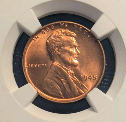 D) Lot of 2: 1945 (P) LINCOLN WHEAT PENNIES NGC-CERTIFIED MS64 RED 🔥 1¢