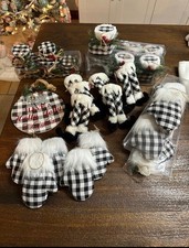 Large 29 piece lot buffalo plaid Christmas tree decorations