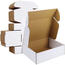 12x9x4 inches Shipping Boxes Set of 20, White Corrugated Cardboard Box Litera...