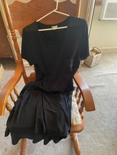 women's LuLaRoe, black, T-Shirt dress, knee length, round neck, short sleeves