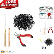 Versatile Hair Extension Kit: Pliers, Hook  500 Silicone Rings for Stylists